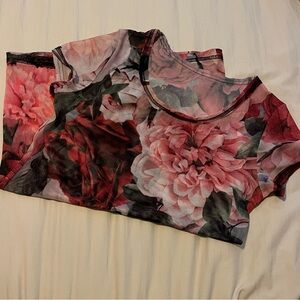 Sheer mesh floral baby tee
